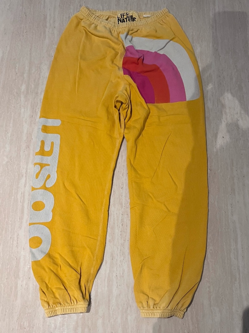 FREE CITY Lets Go Yellow Graphic VINTAGE Sweatpants Excellent Condition RARE XS